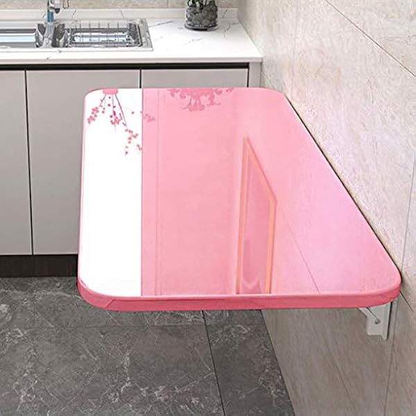 Wandgemonteerde neerklapbare tafel, eenvoudig zwevend opklapbaar laptopbureau, kleine neerklapbare tafel Wandgemonteerde zware opklapbare wandtafel (roze 70x30cm) (roze 120x40cm)